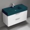 Green Sink Bathroom Vanity, Floating, Modern, 40
